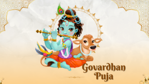 Govardhan Puja is a Hindu festival observed in the month of Kartik, during which people express gratitude to Lord Vishnu for saving them from the sorceress Rabadoni's demon king Ravana by carrying Mount Govardhan on his head.